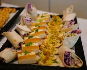 Plate of sandwiches for a conference.